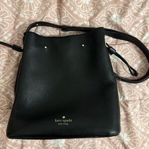 Kate Spade Black Marti Small Bucket Bag with Gold Accents